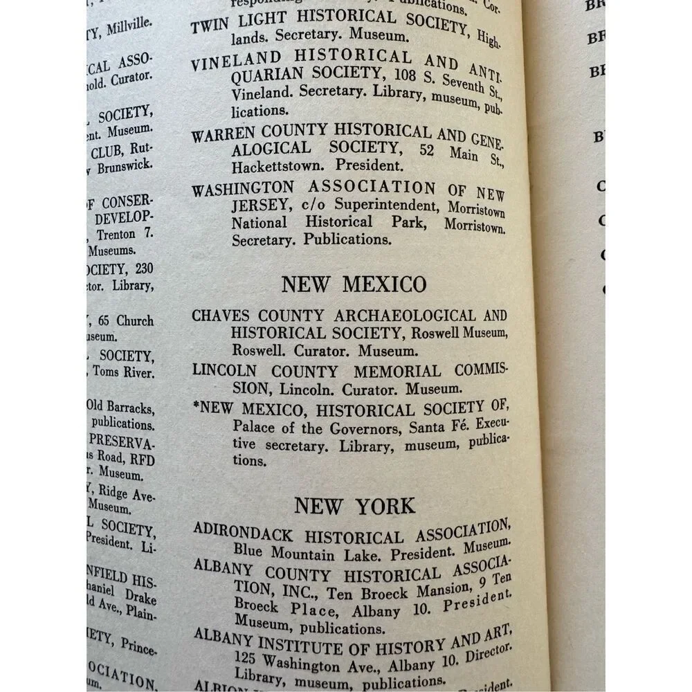 Directory of agencies and Historical Societies United States Canada 1956 vintage